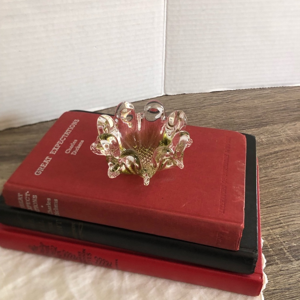 Vtg Chalet Glass Bonbonniere Trinket Dish